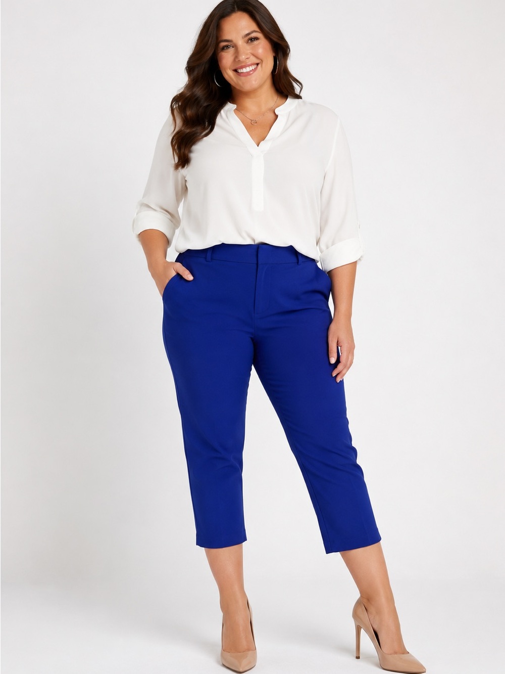 ELOQUII WOMENS ROYAL BLUE TROUSER PANTS WITH POCKETS PLUS SIZE 20S